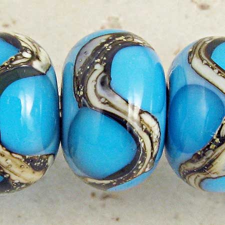 Aqua on Turquoise Lampwork Glass Beads