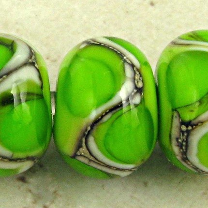 Bright Green Lampwork Glass Beads