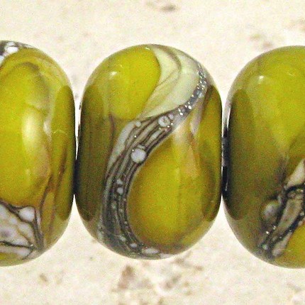 Olive Lampwork Glass Beads