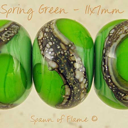 Spring Green Lampwork Glass Beads
